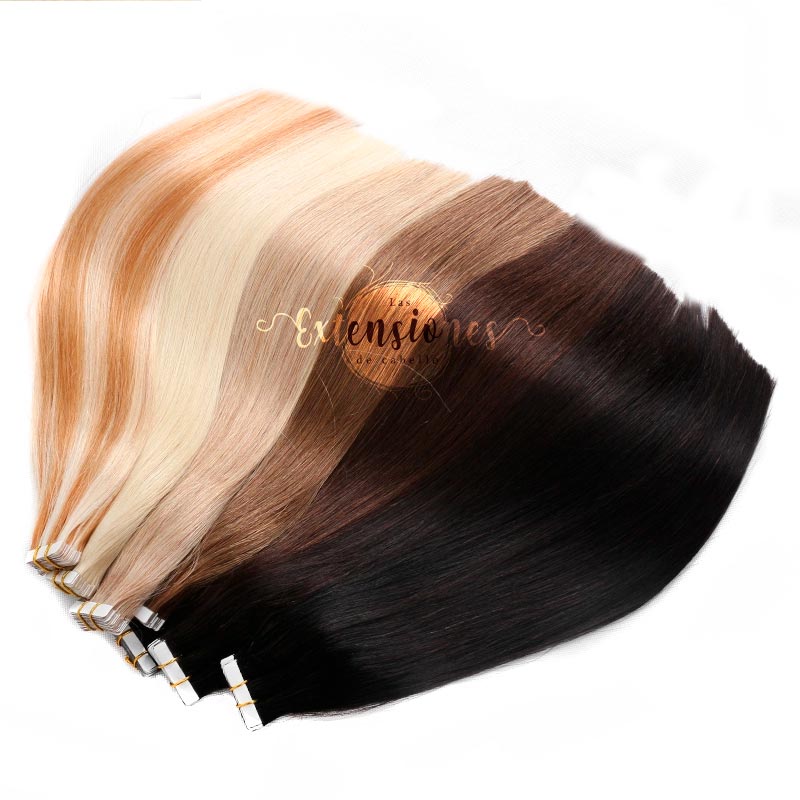 trama de colores de las extensiones de cabello